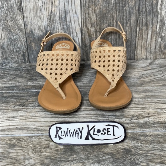 FERGALICIOUS Women’s Wedge Ankle Sling Back Basket Weave Design Sandals Tan 11M - Picture 3 of 11